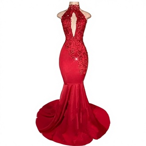 <span class=keywords><strong>Abiti</strong></span> da ballo a sirena rossi 2026 per ragazze africane, vestito da festa <span class=keywords><strong>sexy</strong></span> senza schienale con scollo all'americana in pizzo, <span class=keywords><strong>abiti</strong></span> da sera alla moda - Product Image 1