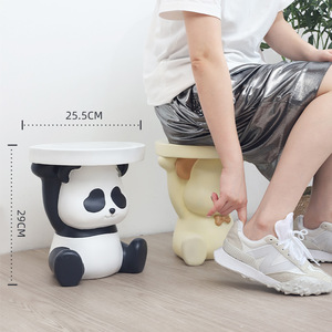 Sgabello per cambiare scarpe <span class=keywords><strong>in</strong></span> resina cartone animato Panda ingresso casa salotto tavolino rotondo sgabello basso creativo - Product Image 4
