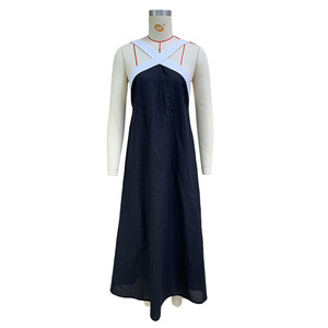 GX1864A Abito Lungo Estivo da Donna, Elegante e <span class=keywords><strong>Casual</strong></span>, Senza Maniche, con Patchwork Colorato, Vestito Maxi Ampio di Tendenza - Product Image 6