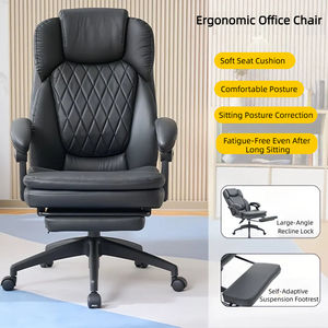 Silla Ergonómica de Oficina para el Hogar de Alta Gama, en Cuero PU, con Masaje, Altura Ajustable, Reposabrazos Reclinables, Elevación, Plegable de Aluminio - Product Image 4