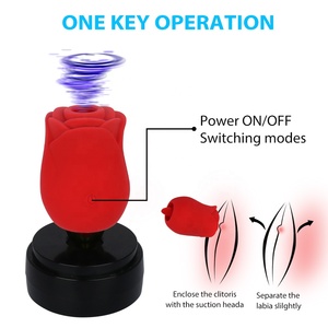 Consolador de silicona en forma de rosa 2 en 1 alimentado por USB, vibrador de bragas, juguete sexual para adultos para mujeres con lamer la lengua y estimulación del clítoris - Product Image 5