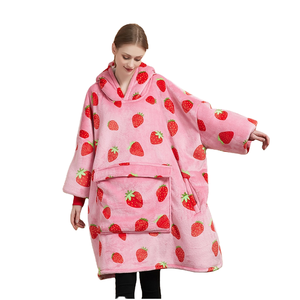 Sweat à capuche surdimensionné en molleton de polyester à carreaux pour femmes <span class=keywords><strong>avec</strong></span> <span class=keywords><strong>manches</strong></span> de <span class=keywords><strong>couverture</strong></span> à capuche portables douces pour adultes pour les pique-niques - Product Image 3