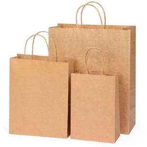Sac de shopping classique durable personnalisé, papier kraft blanc brun, emballage pour café, réutilisable, recyclable, logo personnalisé, poignée - Product Image 1