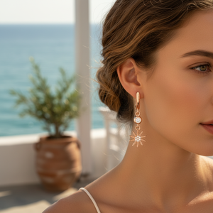 Sun Design Zircon Stone Everyday Fine Jewelry Handcrafted Wholesale Turkish 925 <b>Silver</b> Sterling <b>Dangle</b> <b>Earrings</b> - Product Image 3