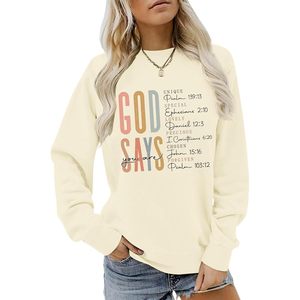 Sweat-shirt chrétien pour femme avec motif biblique « Dieu dit que tu es », pull inspirant à manches longues, tricoté et respirant - Product Image 1