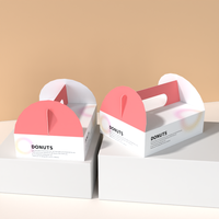 Conception de logo personnalisé Boîte d'emballage de beignets Boîte en carton de papier avec poignée pour la boulangerie Biscuits Gâteau Donuts