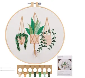 Bán Buôn Nhựa Thêu Khung Hoop Trang Trí Nội Thất Handmade Craft May DIY Thêu Kit Màu Xanh Lá Cây Thêu Bông