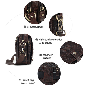 Bolso <span class=keywords><strong>bandolera</strong></span> pequeño de piel de cocodrilo para <span class=keywords><strong>hombre</strong></span>, de piel auténtica <span class=keywords><strong>bandolera</strong></span> de alta calidad, cocodrilo personalizado para el verano - Product Image 5