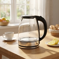 Bouilloire électrique portable en verre de 1,8 L, infuseur à thé facile à nettoyer pour un usage domestique