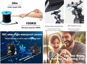 Caméra de pêche <span class=keywords><strong>sous</strong></span>-marine sans fil 1080P IP68 améliorée, écran LCD 4,3'', câble 30M, vision nocturne, visible en eau boueuse, détecteur de poissons, 5000mAh - Product Image 6