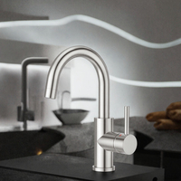 Robinet de cuisine électrique intelligent et moderne à poignée unique, à détection de mouvement, finition gris anthracite en acier inoxydable