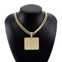 Collier pendentif tendance doré scintillant, entièrement pavé de zircone cubique, chaîne cubaine, lettre initiale personnalisée, bijou pour homme, cadeau