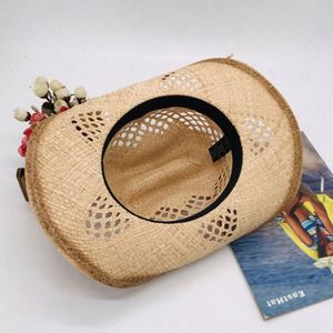 Fashionable Roll-Up Brim Men's Polyester Paper <b>Straw</b> Cowboy <b>Hat</b>-High Quality Low Price Custom Logo Travel Fishing Sports - Product Image 6