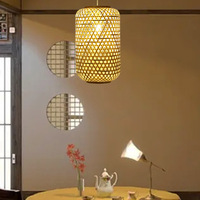 Lumières décoratives en bambou faites à la main cuisine extérieure osier tissé abat-jour rotin lanternes suspension