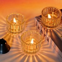 Vente en gros de porte-bougies à thé en verre transparent vide pour la décoration de mariage et la décoration de la maison