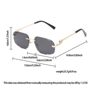 Gafas de Sol Cuadradas Sin Montura con Lentes Degradados de Corte Irregular y Patillas de Aleación UV400 para Hombre y Mujer, Moda 2025 - Product Image 6