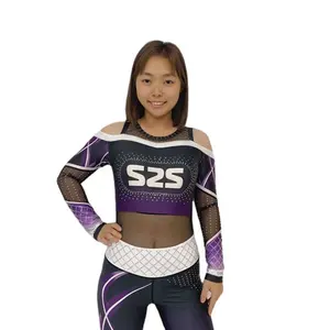 Atacado personalizado uniforme cheerleading cheerleading meninas superior e leggings com strass