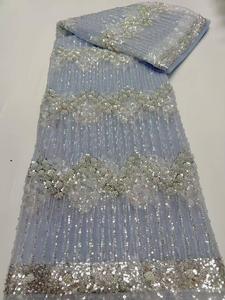 Nouveau Tissu en Dentelle à Paillettes Colorées et Brodé, Tissu en Dentelle Transparente pour Robe de Mariée <span class=keywords><strong>Femme</strong></span> - Product Image 3