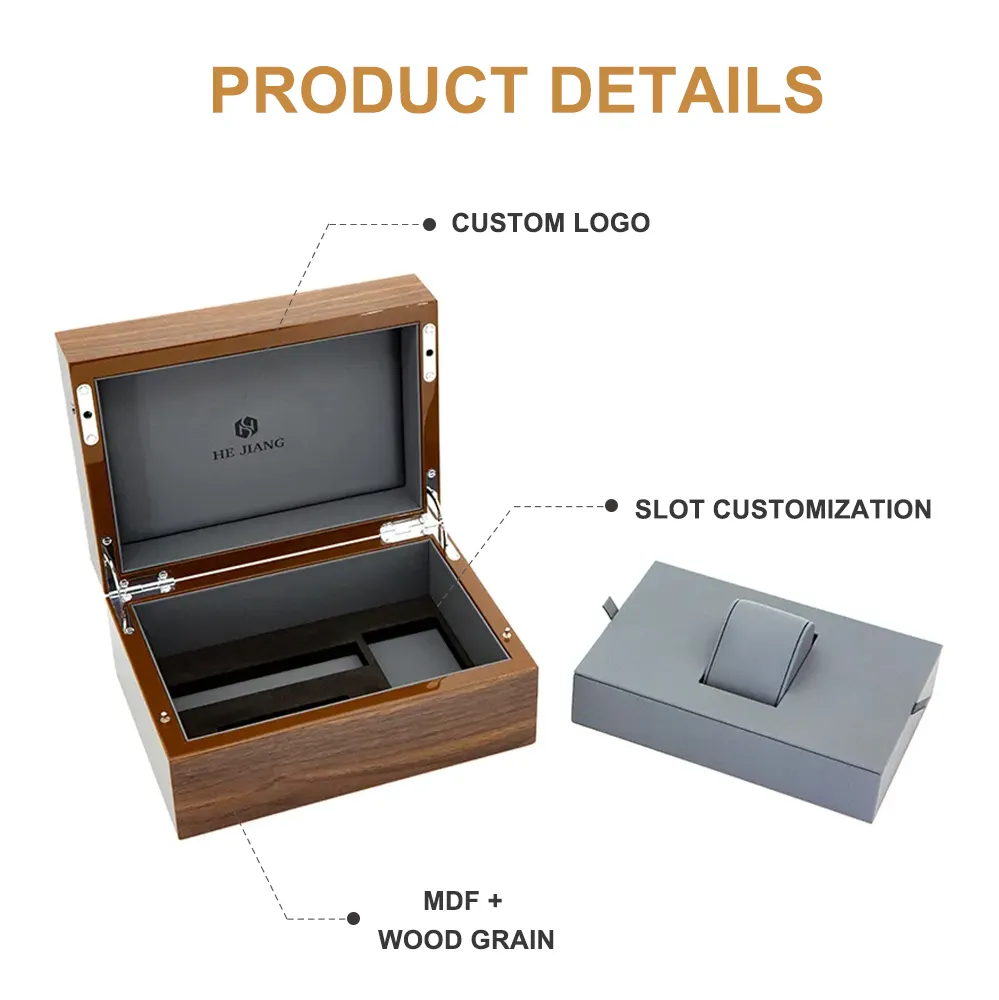 Boîte d'emballage en bois de luxe personnalisée, boîte de collection en bois naturel pour montre, vente en gros