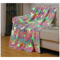 Couverture en flanelle lumineuse à double face Fluorescent Unicorn Solid Winter Children's Air Conditioning Cover Wholesale Spot Blankets