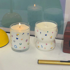 Tasse en verre peinte à la main thé vert bougie d'aromathérapie en cire de soja blanche parfumée pour cadeau - Product Image 3