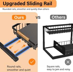 Ménage 2 Niveaux Réglable Tiroir Armoire De Cuisine <span class=keywords><strong>Sous</strong></span> L'évier Salle De Bains <span class=keywords><strong>Placard</strong></span> <span class=keywords><strong>Organisateur</strong></span> Étagère Rack Avec Tiroirs Coulissants - Product Image 6