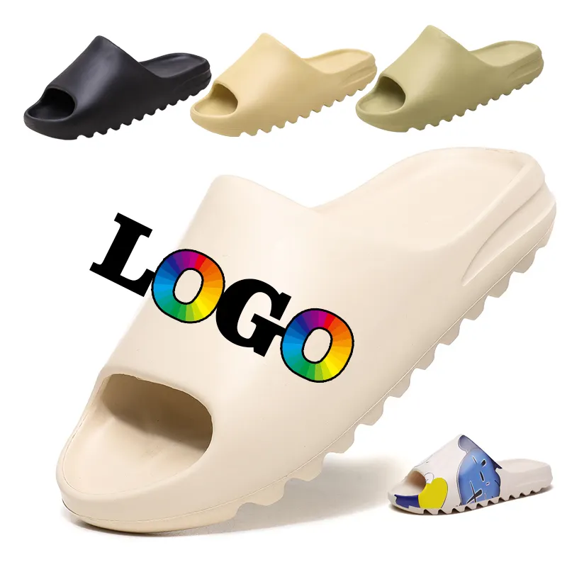 2021 Custom Logo New Unisex Summer Sandals Men Flat Yeezy Slides Shoes Women Slip On Eva Indoor Beach Ladies Yeezy Slippers