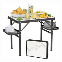 Table de camping portable en aluminium antidérapante réglable en hauteur avec crochet latéral pour la randonnée en plein air, le jardin, le barbecue