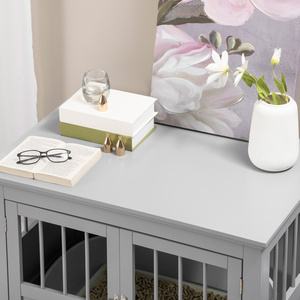 Cane cassa fine tavolo con porte Triple, legno cassa per cani mobili uso interno, cucciolo di cassa - Product Image 2