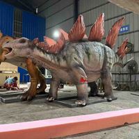 Statue de stégosaure animatronique mécanique en métal, taille réelle, sculpture d'intérieur et d'extérieur pour parcs d'aventure sur le thème des dinosaures