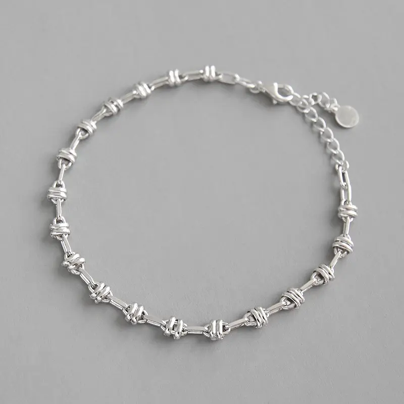 Korean S925 sterling silver jewelry normcore minimalist chain men and women couple personality silverware belcher chain bracelet