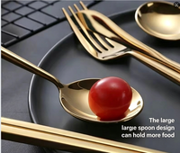 Ensemble de couverts de luxe Royal Wedding 4 pièces en acier inoxydable plaqué or poli miroir style nordique, titane, pour cadeaux et usage alimentaire