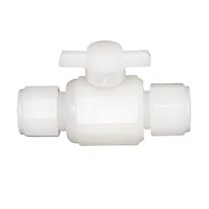 Válvulas de regulación de agua, doble unión, plástico blanco, 6mm, 10mm, 12mm, PP, PVDF