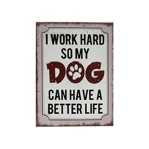 UV 인쇄 양각 금속 플라크 장식 금속 플라크 26x35cm 사용자 정의 양각 장식 "<span class=keywords><strong>DOG</strong></span>" 테마 빈티지 주석 표시 - Product Image 1
