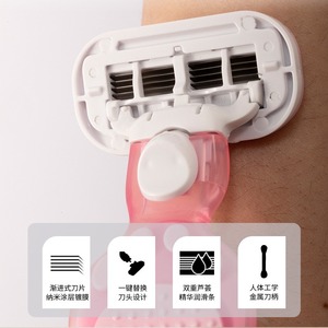 Mini Depiladora Portátil de 4 Cuchillas para Mujer con Estuche de Almacenamiento, Depiladora Manual Rosa para Axilas - Product Image 5