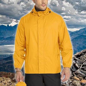 Chaqueta cortavientos Anorak de lona superligera OEM para hombre, equipo de senderismo informal empacable para exteriores, fino teñido liso para invierno - Product Image 2