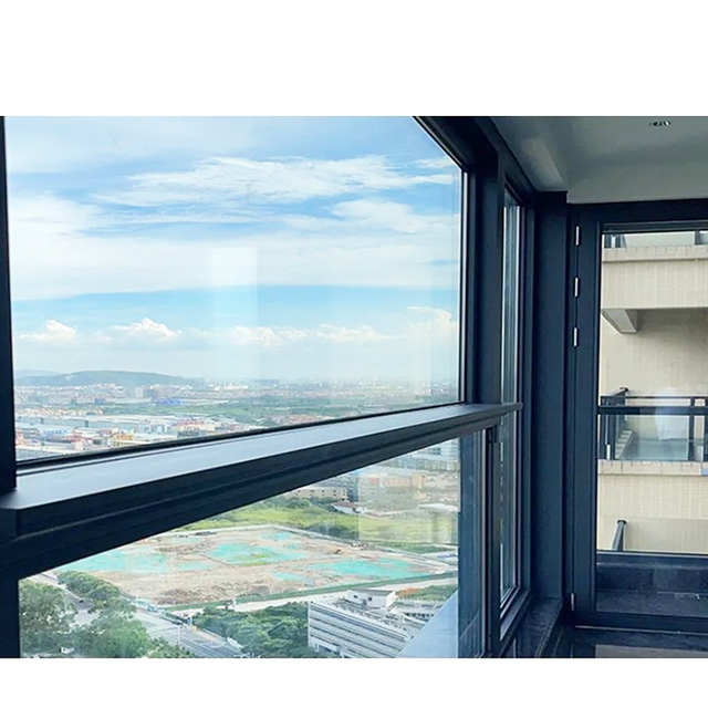 Modern Electric Automatic Panorama Aluminum Frame Vertical Sliding Guillotine Window Outdoor Cafe Shop Folding Balcony windows