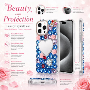 High Quality TPU+PC+Glass Diamond Shockproof Magnetic Ring Holder Phone Case Makeup <b>Mirror</b> for 16/16 Plus/16 Pro/16 Pro - Product Image 6
