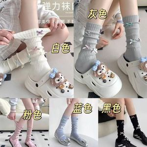 Black Bow Slouch <b>Socks</b> For Women Mid Calf Breathable Sweat Absorbing Youth Style Miu Inspired <b>Socks</b> - Product Image 3