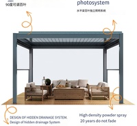 Pare-soleil extérieur étanche Pergolas motorisées bioclimatiques en aluminium avec panneau solaire rétractable pour le jardin