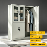 Armario Archivador de Metal y Acero de Altura Completa con Puerta de Vidrio, Estructura Híbrida Resistente para Dormitorio, Oficina, Uso Multipropósito