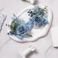 Hoogwaardige zijden blauwe kunstbloem bruiloft elegante moderne Chinese nieuw binnengekomen corsage polscorsage huisfeestdecoratie