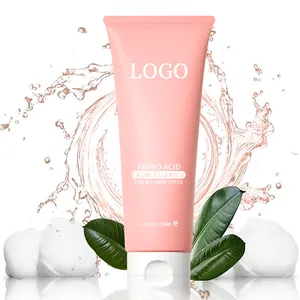 Limpador facial com logotipo personalizado, lavagem para rosto, limpeza profunda, controle de óleo, lavanda, ácido amino, limpador facial