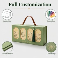 Coffret Cadeau de Gâteaux de Lune pour le Festival de la Mi-Automne en Gros, Personnalisable avec Logo, Poignée en Cuir, Emballage Premium, Vente Chaude