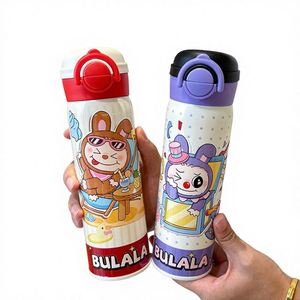 แก้วน้ำเด็กนักเรียนประถม ลายการ์ตูน ปลอดสาร BPA ฝาเปิดปิดได้สองแบบ  ทำจากสแตนเลส 316  กระติกน้ำสุญญากาศเก็บความร้อนความเย็น - Product Image 1