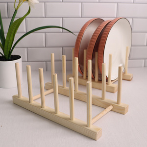 Égouttoir à vaisselle en bois Xinfeng Crafts, 3 à 7 compartiments, en pin, pour cuisine, organisateur d'assiettes et de bols, étagère de rangement - Product Image 2