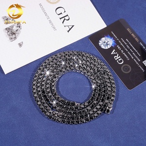 Ingrosso spedizione veloce 316L in acciaio inox <span class=keywords><strong>catena</strong></span> da Tennis ghiacciata gioielli Hip Hop nero Moissanite collana Tennis di diamanti - Product Image 1