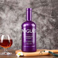 Texture céramique personnalisée Luxe élégant violet foncé vide Logo personnalisé impression liège 500ml 750ml Bouteille de liqueur en verre