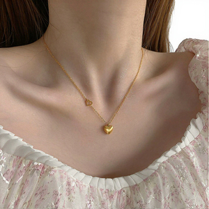 Collar de Acero Inoxidable de Alta Gama Francés con Colgante de Corazón Grabado, Cadena Clavícula Moderna, Accesorio de Moda Versátil - Product Image 3