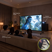 Écran de projection arrière avec rideau vidéo pour projecteur dissimulé, doté de œillets de fixation, pour salon familial, derrière le canapé, cinéma de salon